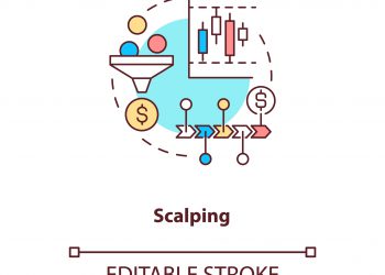 Scalping concept icon. Stock trading strategy idea thin line illustration. Micro-trading. Making fast profits in short timeframe. Vector isolated outline RGB color drawing. Editable stroke