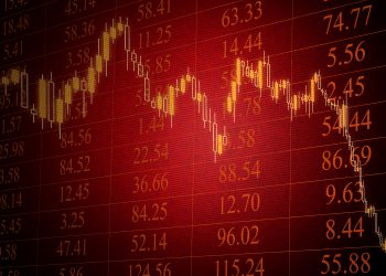 Chart with trading values and graph with stock currency